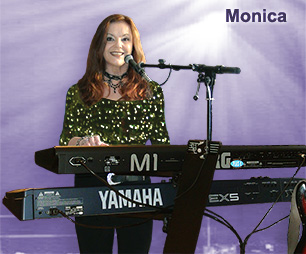 Monica, Keyboarderin, Background-Sängerin, Booking